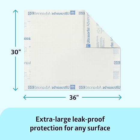 Medline Ultrasorbs Advanced Extra Strength Drypads, 30" x 36", 5 Count